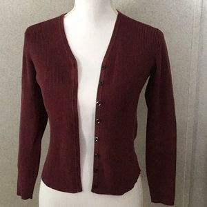 Gap wine colored buttoned up the front long sleeved ribbed sweater-cover…